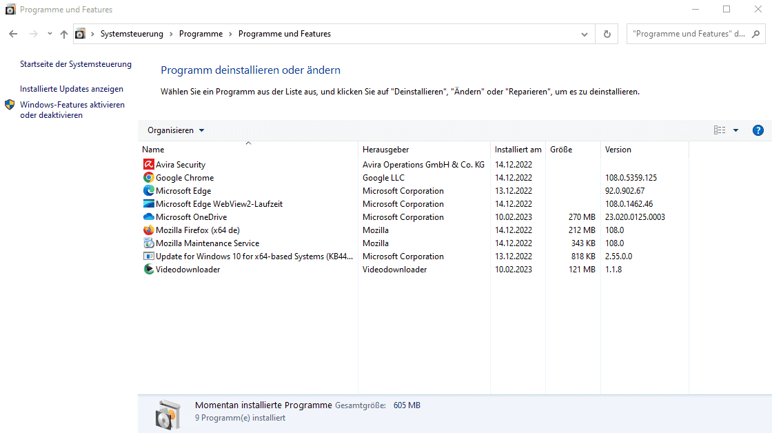 Deinstallieren Step 2