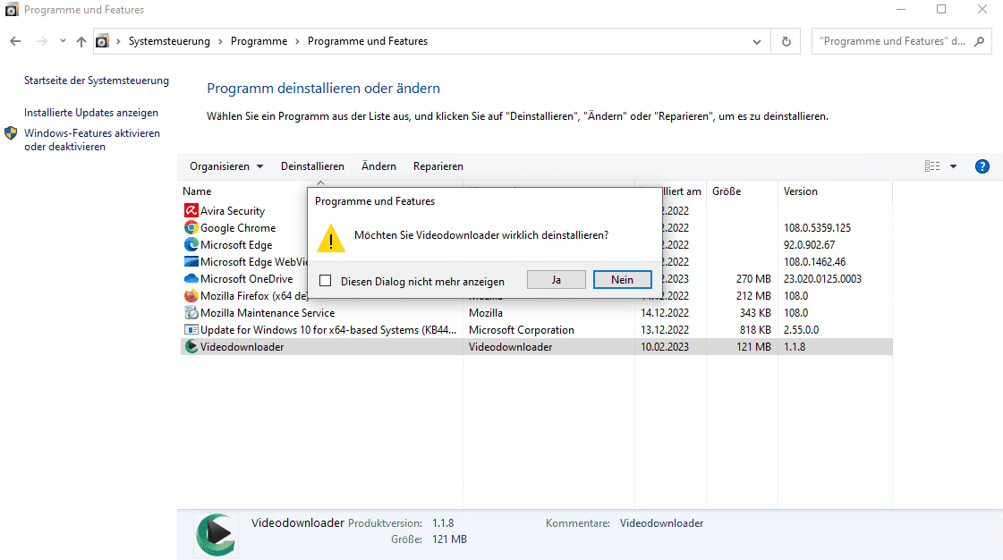 Deinstallieren Step 3