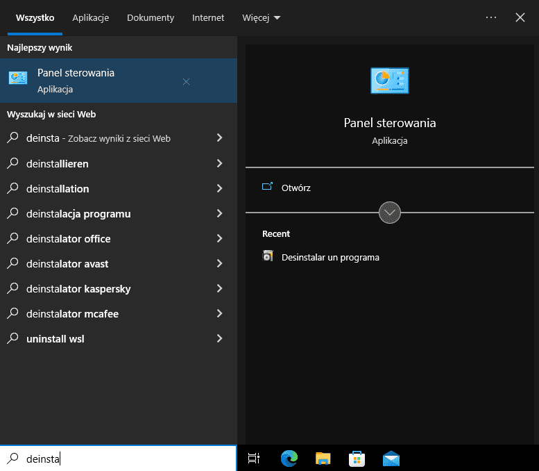 Deinstallieren Step 1